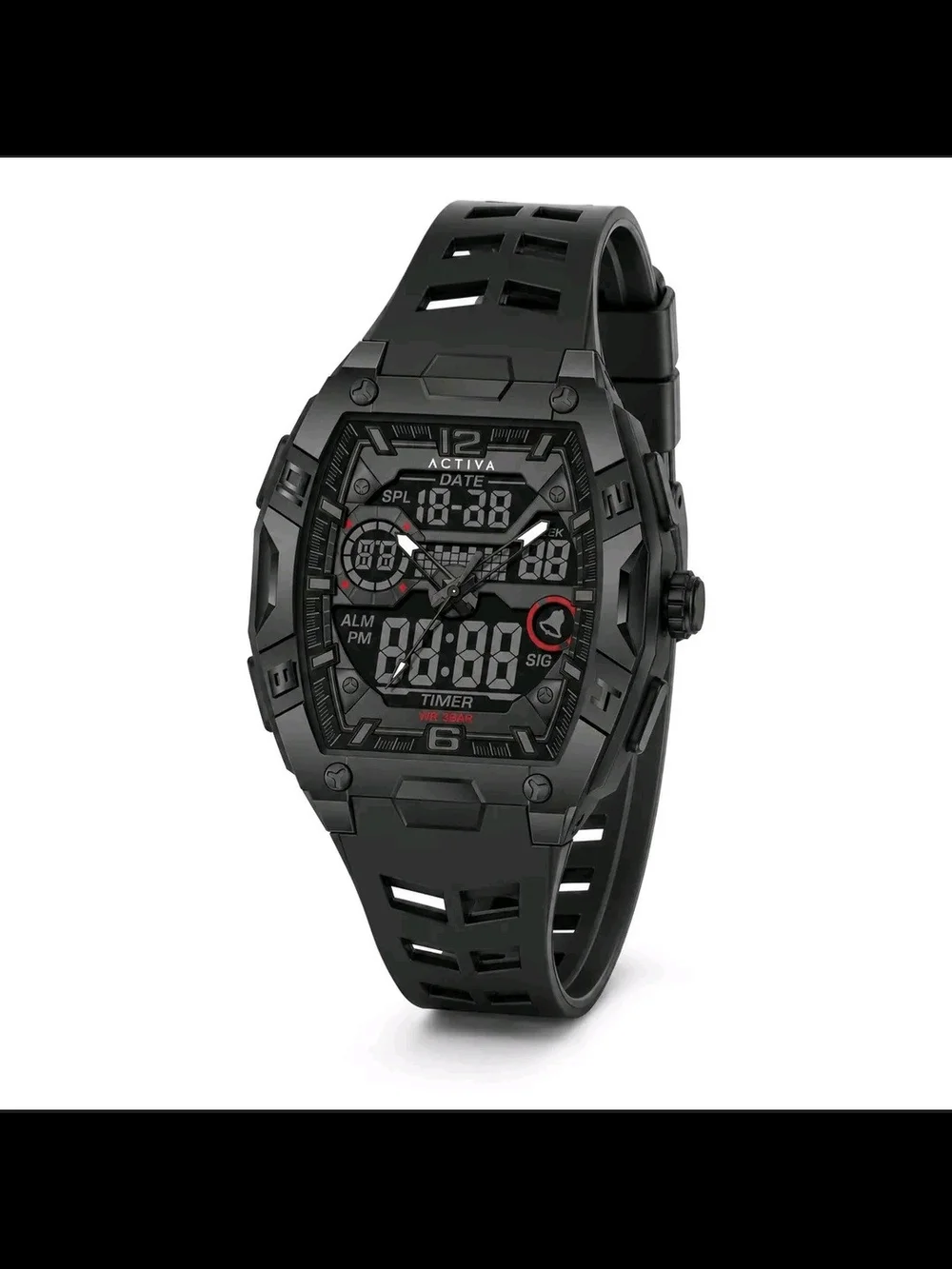 Ativa Black Digital Sport Watch with Red Accents